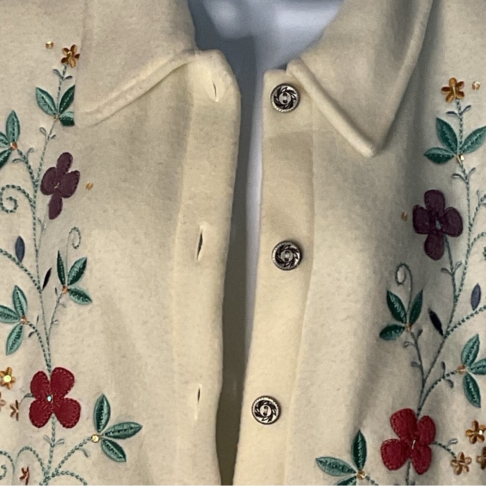 Alfred Dunner S Shacket White Ivory Embroidery Oversized Pockets CottageCore - Picture 8 of 10